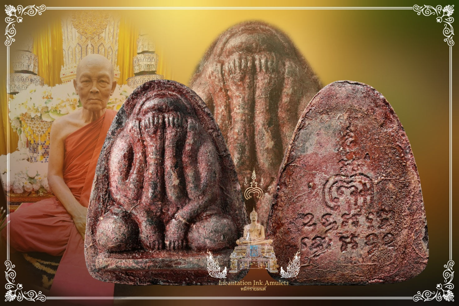 Phra Pidta Hok Suk (Straight Arms) , BE 2514 (Rare Red Skin)